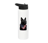 Black German Shepherd Patriotic USA Flag Bandana Dog Lover Stainless Steel Insulated Water Bottle