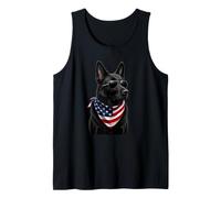 Black German Shepherd Patriotic USA Flag Bandana Dog Lover Tank Top