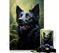 Black German Shepherd Portrait 1000 Piece Jigsaw Puzzles for Adults Reasoning Practice Quiet Enjoyment Premium Edges Holiday Present (38x26cm)