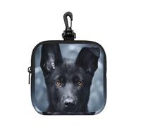 Black German Shepherd Puppy German Shepherd, Square Zipper Storage Bag, Neoprene Coin Purse, Small Wallets, Change Pouch, Change Purse