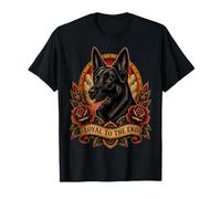 Black German Shepherd Rose Loyal Pet Tattoo Art T-Shirt