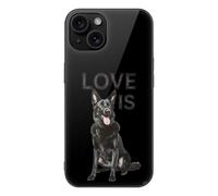 Black German Shepherd Shepard Cell Phone Case Compatible with iPhone 15/15 Plus/15 Pro/15 Pro Max Glass Back Protective Shell