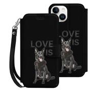 Black German Shepherd Shepard Cell Phone Front Flip Case Compatible with iPhone 15/15 Plus/15 Pro/15 Pro Max Soft Protective Shell