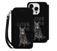 Black German Shepherd Shepard Cell Phone Front Flip Case Compatible with iPhone 15/15 Plus/15 Pro/15 Pro Max Soft Protective Shell