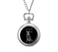 Black German Shepherd Shepard Men's Pocket & Fob Watches Analogue Display Quartz Watch with Chain for Birthday Christmas Father's Day Silver-Style