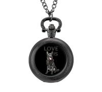 Black German Shepherd Shepard Men's Pocket & Fob Watches Analogue Display Quartz Watch with Chain for Birthday Christmas Father's Day Black-Style
