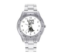 Black German Shepherd Shepard Men's Wrist Watches Stainless Steel Strap Business Quartz Watch for Daily Wear