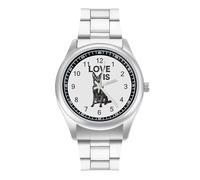 Black German Shepherd Shepard Men's Wrist Watches Stainless Steel Strap Minimalist Business Quartz Watch for Daily Wear