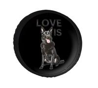 Black German Shepherd Shepard Spare Tire Cover Waterproof Leather Adjustable Foldable Wheel Protector