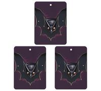 Black Ghost Bat Car Air Freshener, 3 Pcs Square Hanging Air Freshener Cards, Long Lasting Fragrance Scented Cards for Car, Home, Office Black-style