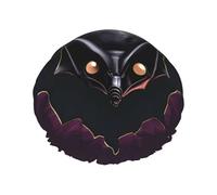 Black Ghost Bat Double layer women's shower cap, reusable, large size design suitable for all hair lengths, suitable for girls, spa and home salon use.