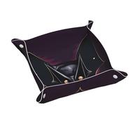 Black Ghost Bat Medium Personalized Leather Storage Tray, Desktop Storage Box, Optimized Space Management