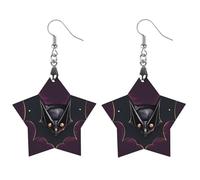 Black Ghost Bat Wooden Earrings for Women, Vintage Elegant Wood Jewelry, Lightweight Earrings for Wedding, Party, Everyday Jewelry Gift, Star, Wood, wood