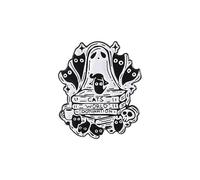 Black Ghost Cat Pizza Brooch - Cute Alloy Enamel Pin for Jackets, Bags or Hats, 1PC(QHXZ3183)