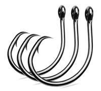 Black Giant Fish Hooks 10 Pcs Thickened Deep Sea for Sturgeon, Grouper, Snakehead, Metal Plate Ocean Fishing(8/0# (10 hooks/pack))