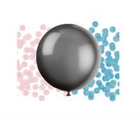 Black Giant Gender Reveal Confetti Balloon (60cm) 1 Piece - Premium Latex Balloon for Memorable Baby Surprise Event