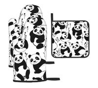 Black Giant Panda Heat Resistant Colorful Kitchen Gloves Hot Pads, Cute Baker Stuff, Kitchen Gifts For Cooking Lover Cooks Mom
