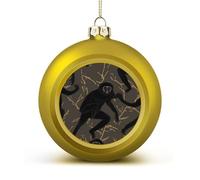 Black Gibbon Monkey Christmas Balls Ornaments 4PCS Christmas Tree Hanging Ball Personalization Golden-Style Xmas Trees Ball Pendant for Holiday Party Decoration Supplies