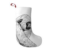 Black Gibbon Monkey Plush Christmas Stocking 18 Inch Soft Fabric Xmas Sock with Hanging Loop for Fireplace Tree Home Decoration