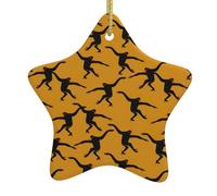 Black Gibbon Monkey Print Christmas Ornament Star Shape Tree Hanging Keepsake Xmas Decoration Exchange Souvenir