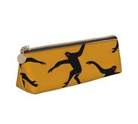 Black Gibbon Monkey Print Elegant Pencil Case Large Capacity Triangle Pouch with Zipper for Writing Tools