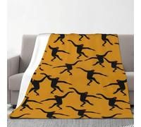 Black Gibbon Monkey Print Flannel Blanket 70 X 80 In Cozy Warm Winter Throw Blanket Camping Or Travel