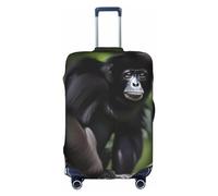 Black Gibbon Monkey Print Luggage Cover Suitcase Protector Travel Suitcase Cover For Kid And Adult Fits 18-32 Inch, White, M