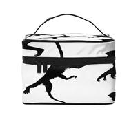 Black Gibbon Monkey -Print Waterproof Large Cosmetic Bag for Travel & Gym, Makeup Organizer with 4 Elastic Straps & Compartments,Premium Twill Fabric.