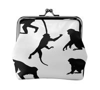 Black Gibbon Monkey - Print Women's Compact Coin Purse with Lock Waterproof for Travel Gifts