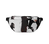 Black Gibbon Monkey Printed Fanny Pack Waist Bag for Men Women, Adjustable Bumbags Hip Bum Bag Travel Crossbody Bags Sports Running Hiking Belt Bag