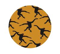 Black Gibbon Monkey-r18234 Printed Coasters Set of 6, Tabletop Protection Leather Coasters for Cup Drinks Coffee Pads Beer Bar Mat Gifts, Round Shape