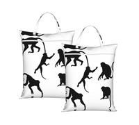 Black Gibbon Monkey Travel Laundry Bag with All-Over Print,Water-Resistant Twill Fabric,Smooth Zipper, Top Carry Handle,Hanging Loop,Large 58x46cm