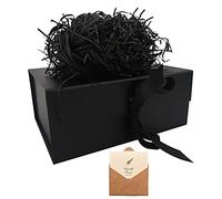 Black Gift Box 23.5 x17 x10 cm, Gift Box with Magnetic Lids and Silk Ribbon Specially Designed for Present Birthdays, Holidays, Anniversaries Gift Packaging