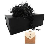 Black Gift Box, 33x26x11cm Large Gift Box with Magnetic Lids and Silk Ribbon Specially Designed for Presents Birthdays, Holidays, Anniversaries Gift Packaging