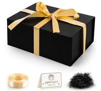 Black Gift Box, 9.05x6.7x2.7" Gift Boxes with Closure Lids for Presents Groomsman Proposal Box, Large Magnetic Gift Box for Wrapping Gifts, Birthday Proposal Gift Packing Contains Card, Ribbon, Filler