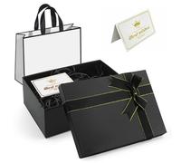 Black Gift Boxes Premium Present Box with Lid 21.5x16x8cm,High Hardness,Gift Box for Presents with Bags,Raffia,Cards,Designed for Birthdays, Mother's Day, Anniversaries