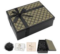 Black Gift Boxes with Lids,Foldable Gift Box for Presents with Greeting Card Envelope,Raffia and Ribbon,Large Party Present Boxes,Designed for Valentine's Day,Birthdays,Weddings