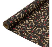 Black Gift Wrapping Paper Roll : Recyclable Gift Wrapping Paper Roll Kraft Reindeer Head Wrapping Paper for Xmas, Birthday, Thanksgiving Day Gift Wrapping - 43cm x 15M
