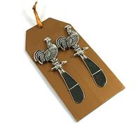Black Ginger Chicken Hen Design Set of 2 Silver Colour Butter Spreaders
