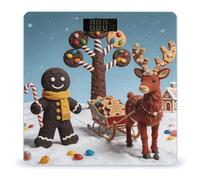 Black Ginger Cookie Tree Reindeer Bathroom Scale Automatic Power On/Off Body Scales LCD Backlight Display Square Digital Scale Rounded Corners Bathroom Scales for Home Bedrooms