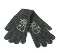 Black Ginger Diamante Encrusted Women's Cat Gloves. They are soft and warm feels like real wool. One Size Fits All. Autunm WInter Fashion Accessory