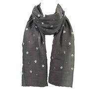 ‘Black Ginger’ Grey Scarf with Paw & Gold Hearts Design (734-625)