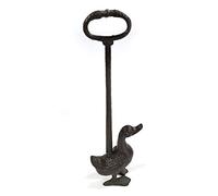 Black Ginger Heavy Duty Cast Iron Door Stop with Duck Design | 51cm Long Handle | 3kg