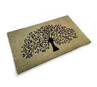 Black Ginger Large, Thick, Decorative, Patterned Coir Door Mats with Nature Designs (Green Tree)