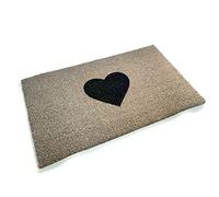 Black Ginger Large, Thick, Decorative, Patterned Coir Door Mats with Nature Designs (Grey Heart)