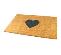 Black Ginger Large, Thick, Decorative, Patterned Coir Door Mats with Nature Designs (Heart)