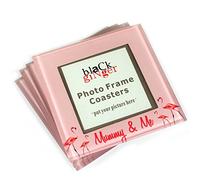 Black Ginger Set of 4 Personalised Mummy & Me Flamingo Pink Glass Coasters with space for photos