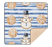 Black Gingerbread Snowman Royal Blue Striped Soft Thick Baby Activity Play Mat for Floor Cozy Breathable Padded Baby Mat for Babies Infants Toddlers, 50'' x 50''