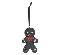 Black Gingerdead Man Hanging Ornament - Spooky Christmas Décor, Quirky Gothic Holiday Decoration, Unique Gift Idea