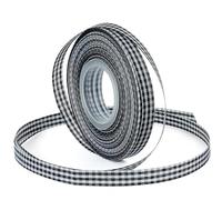Black Gingham Ribbon for Gift Wrapping, 3/8 inch 50Yard Plaid Ribbon for Flower Bouquet Christmas Birthday Wreaths Wedding Event Party Decoration Bow Maker Black and White Checkered Ribbons